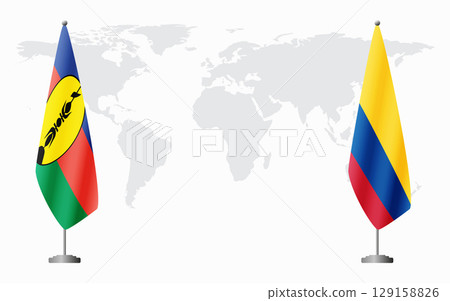 New Caledonia and Colombia flags for official meeting New Caledonia and Colombia flags for official meeting 129158826