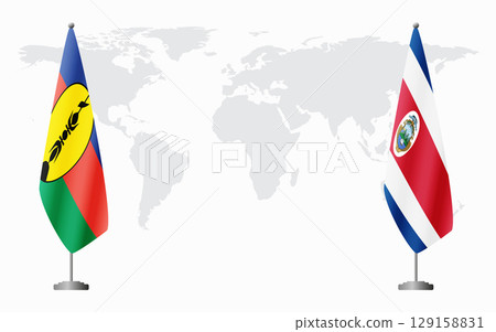 New Caledonia and Costa Rica flags for official meeting New Caledonia and Costa Rica flags for official meeting 129158831