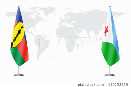 New Caledonia and Djibouti flags for official meeting New Caledonia and Djibouti flags for official meeting 129158839