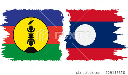 Laos and New Caledonia grunge flags connection vector Laos and New Caledonia grunge flags connection vector 129158858