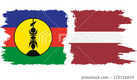 Latvia and New Caledonia grunge flags connection vector Latvia and New Caledonia grunge flags connection vector 129158859