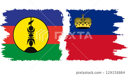 Liechtenstein and New Caledonia grunge flags connection vector 129158864