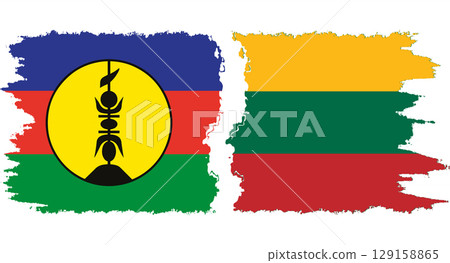 Lithuania and New Caledonia grunge flags connection vector 129158865