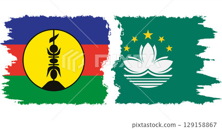 Macau and New Caledonia grunge flags connection vector 129158867
