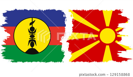 Northern Macedonia and New Caledonia grunge flags connection vector Northern Macedonia and New Caledonia grunge flags connection vector 129158868