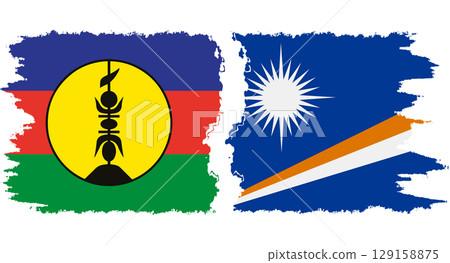 Marshall Islands and New Caledonia grunge flags connection vector Marshall Islands and New Caledonia grunge flags connection vector 129158875