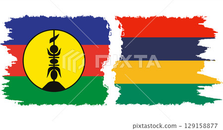 Mauritius and New Caledonia grunge flags connection vector Mauritius and New Caledonia grunge flags connection vector 129158877