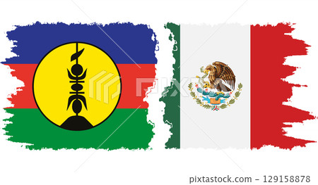Mexico and New Caledonia grunge flags connection vector Mexico and New Caledonia grunge flags connection vector 129158878
