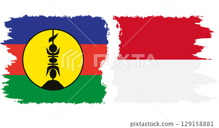 Monaco and New Caledonia grunge flags connection vector 129158881