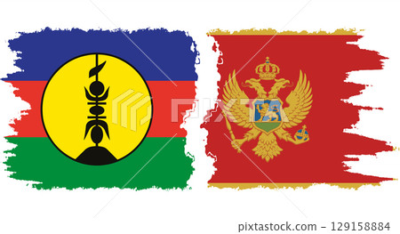 Montenegro and New Caledonia grunge flags connection vector 129158884