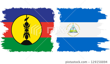 Nicaragua and New Caledonia grunge flags connection vector Nicaragua and New Caledonia grunge flags connection vector 129158894