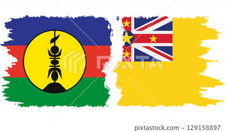 Niue and New Caledonia grunge flags connection vector Niue and New Caledonia grunge flags connection vector 129158897