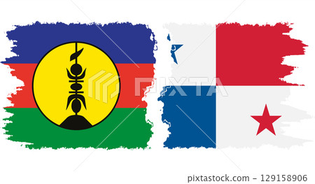 Panama and New Caledonia grunge flags connection vector Panama and New Caledonia grunge flags connection vector 129158906