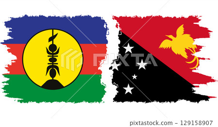 Papua New Guinea and New Caledonia grunge flags connection vector 129158907