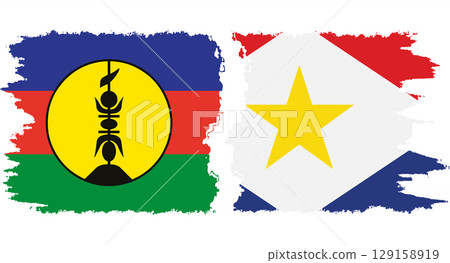 Saba and New Caledonia grunge flags connection vector 129158919