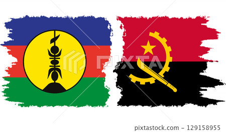 Angola and New Caledonia grunge flags connection vector Angola and New Caledonia grunge flags connection vector 129158955
