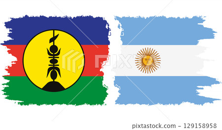 Argentina and New Caledonia grunge flags connection vector 129158958