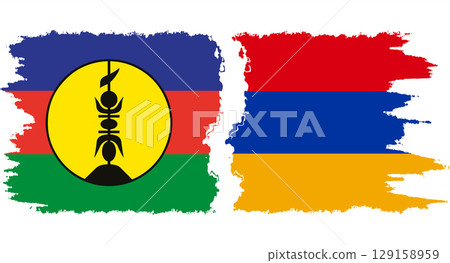 Armenia and New Caledonia grunge flags connection vector 129158959