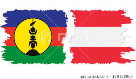 Austria and New Caledonia grunge flags connection vector 129158962