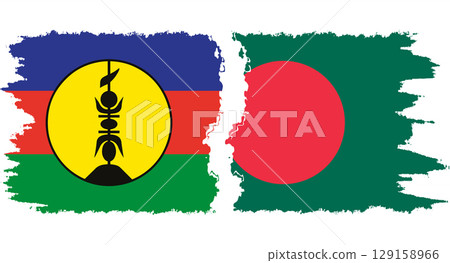 Bangladesh and New Caledonia grunge flags connection vector Bangladesh and New Caledonia grunge flags connection vector 129158966