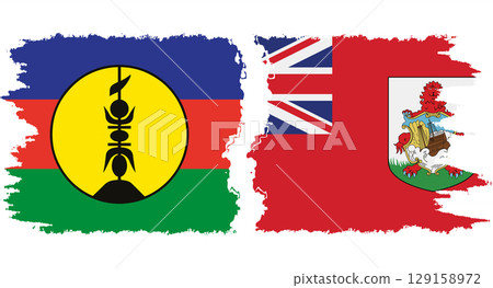 Bermuda and New Caledonia grunge flags connection vector Bermuda and New Caledonia grunge flags connection vector 129158972