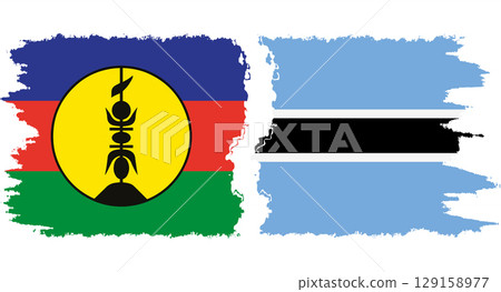 Botswana and New Caledonia grunge flags connection vector 129158977