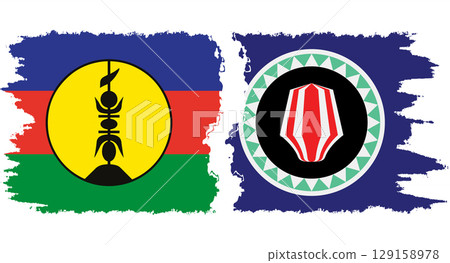 Bougainville and New Caledonia grunge flags connection vector 129158978