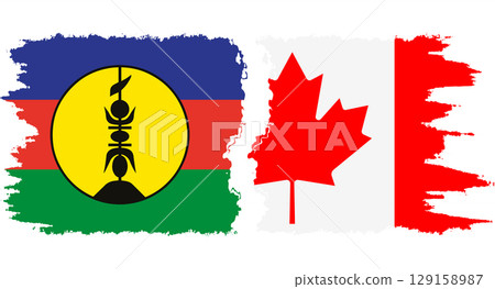 Canada and New Caledonia grunge flags connection vector 129158987