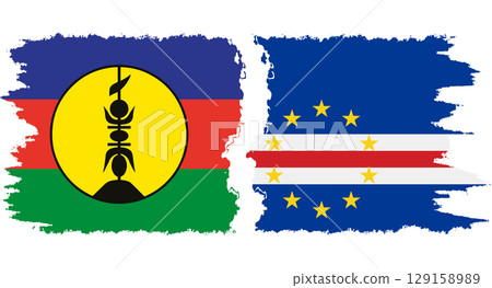 Cape Verde and New Caledonia grunge flags connection vector Cape Verde and New Caledonia grunge flags connection vector 129158989