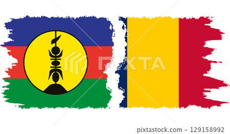 Chad and New Caledonia grunge flags connection vector 129158992