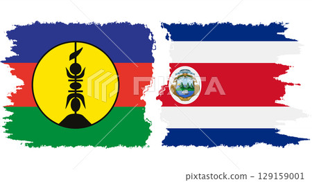Costa Rica and New Caledonia grunge flags connection vector Costa Rica and New Caledonia grunge flags connection vector 129159001