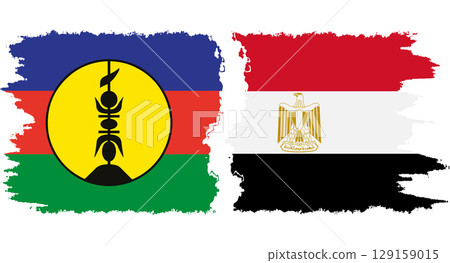 Egypt and New Caledonia grunge flags connection vector 129159015