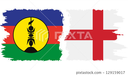 England and New Caledonia grunge flags connection vector 129159017