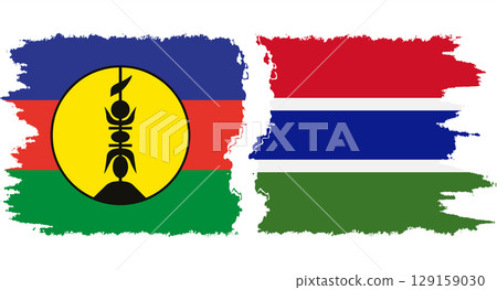 Gambia and New Caledonia grunge flags connection vector 129159030