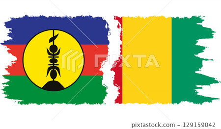 Guinea and New Caledonia grunge flags connection vector 129159042