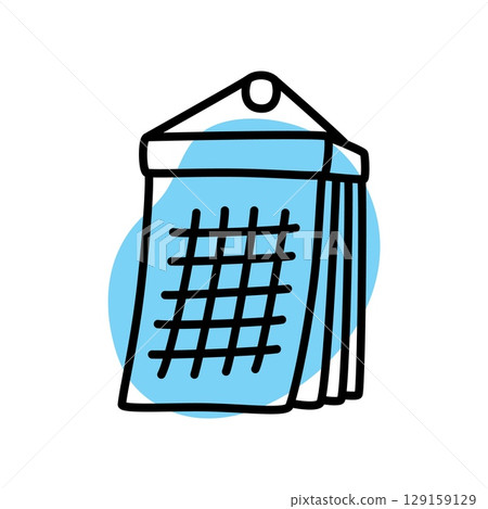 Doodle calendar schedule icon hand drawn with thin line and colorful blob 129159129