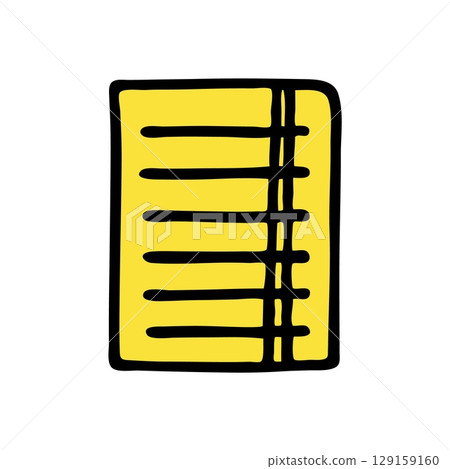 Doodle Paper Piece icon hand drawn, black line and colored 129159160