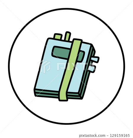 Doodle book or notebook icon hand drawn with thin line and colored Doodle book or notebook icon hand drawn with thin line and colored 129159165