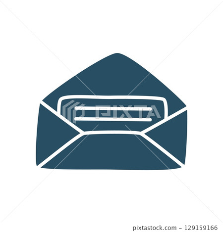 Doodle Open envelope with letter icon hand drawn in a modern minimalistic style Doodle Open envelope with letter icon hand drawn in a modern minimalistic style 129159166