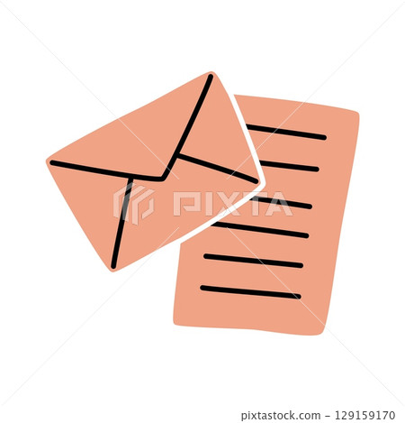 Doodle Open envelope with letter icon hand drawn in a modern minimalistic style Doodle Open envelope with letter icon hand drawn in a modern minimalistic style 129159170