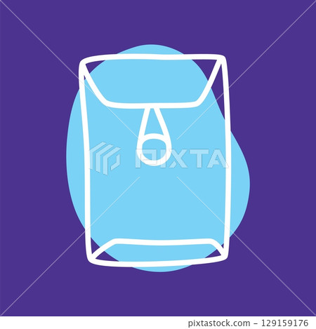 Doodle letter envelope icon hand drawn with thin line and a colorful blob 129159176