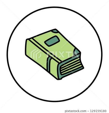 Doodle book icon hand drawn with thin line in minimalistic style and colored Doodle book icon hand drawn with thin line in minimalistic style and colored 129159180