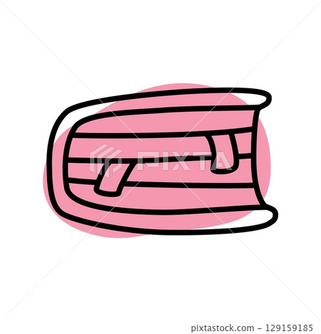 Doodle book with bookmark icon hand drawn with thin line and colored with colorful blob 129159185