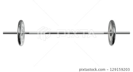 Cast Iron Adjustable Barbell with 20kg or 44lb plates, weightlifting gym equipment, side view 129159203