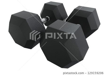 Blank Two Hex Dumbbells, weightlifting gym equipment Blank Two Hex Dumbbells, weightlifting gym equipment 129159206