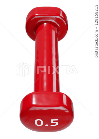 Round vinyl rubber Dumbbell, weightlifting gym equipment top view 129159215