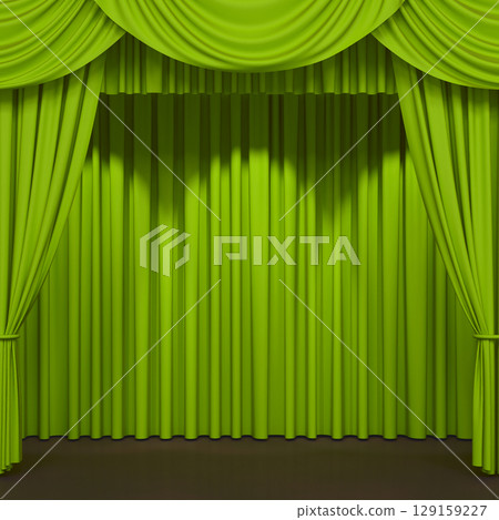 Luxury stage or windows curtains, realistic 3D illustration 129159227