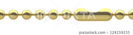 Seamless golden ball chain with lock isolated on white background 129159235