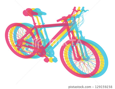 Bicycle in three colors. Mountain sport bike graphic design 129159238