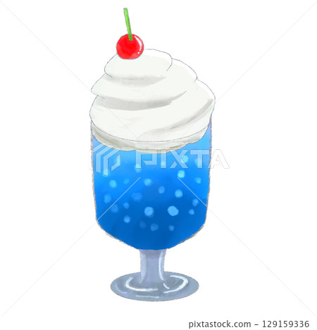 奶油蘇打藍色水彩風格 奶油蘇打藍色水彩風格 129159336